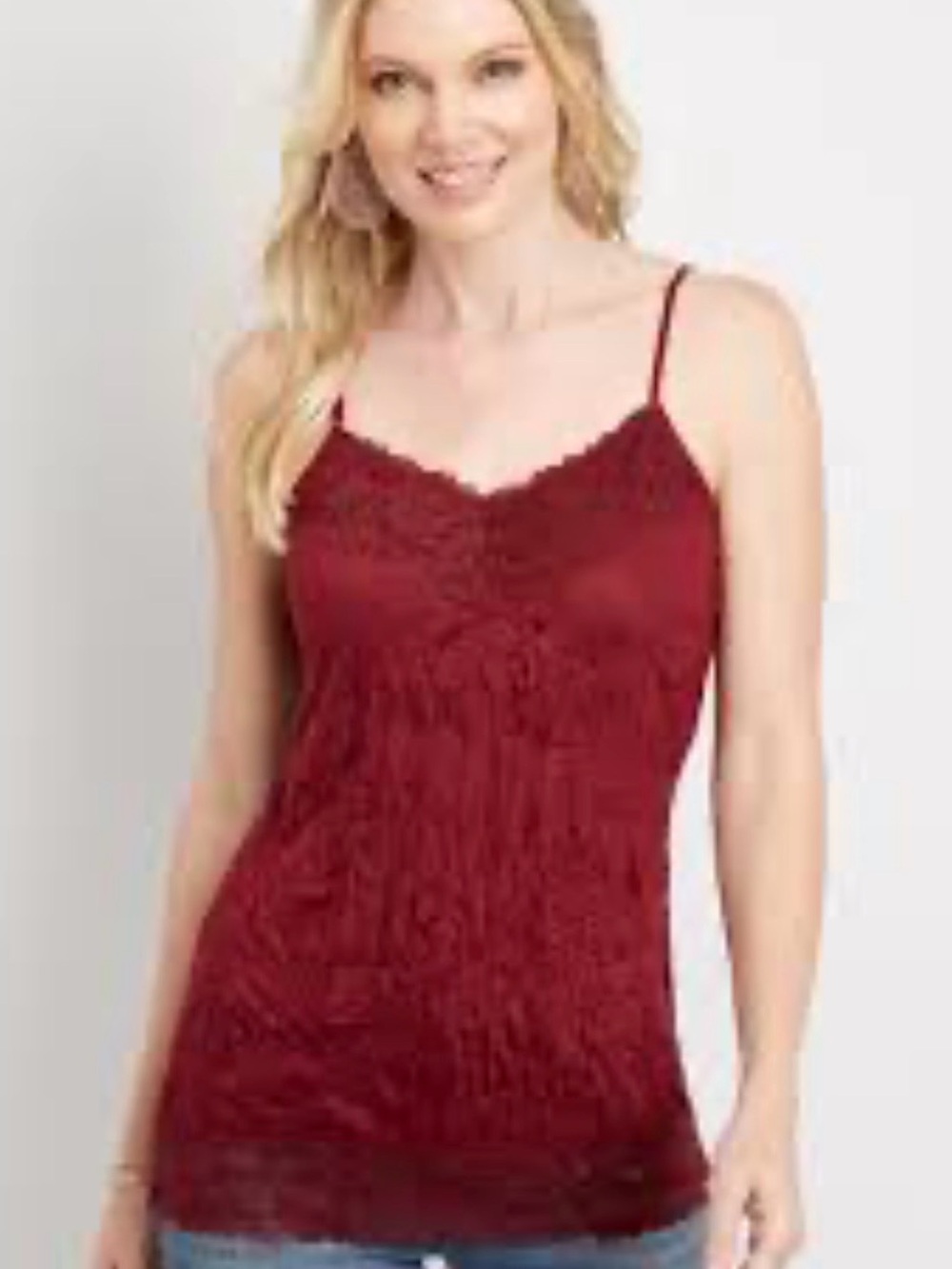 Maurices Y2K Crinkle Lace Cami New Small